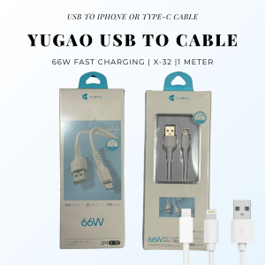 YUGAO 66W FAST CHARGING USB TO IPHONE OR TYPE-C CABLE